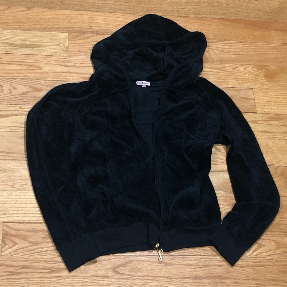 Juicy Couture Black Velour Zip Hoodie (Free Mystery La Mer item &mystery Clothes